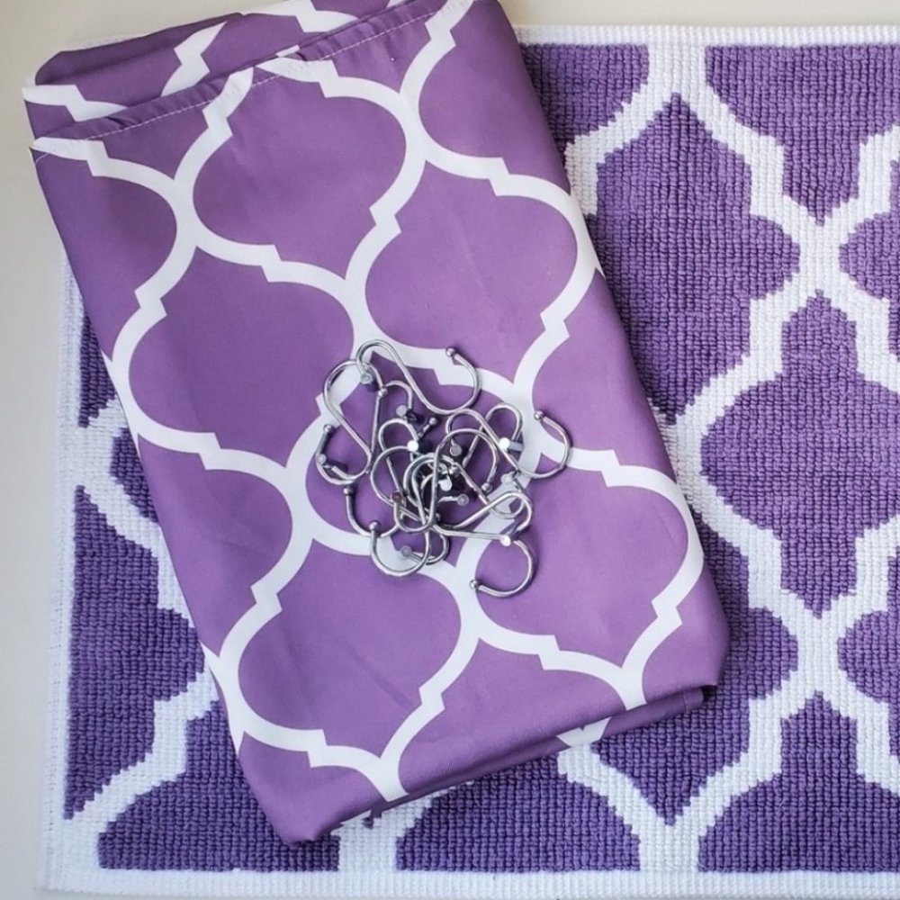 Spring refresh Shower curtain, hooks and bath mat